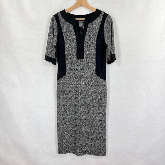 Eva Varro Herringbone Print Shift Dress Professional Career Woman Boss NWT M - Picture 1 of 5